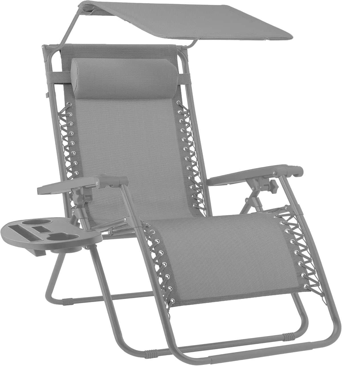 Best Choice Products Folding Zero Gravity Outdoor Recliner Patio Lounge Chair w/Adjustable Canopy Shade, Headrest, Side Accessory Tray, Textilene Mesh - Peacock Blue