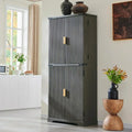 Fluted Pantry Cabinet 72" Tall Modern Storage Cabinet with 4 Doors Organizer Drawer