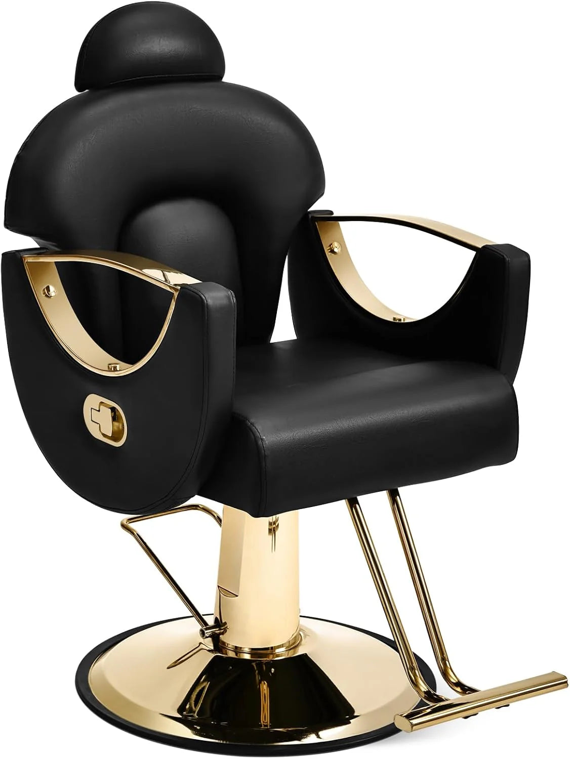 Artist Hand Salon Chair Reclining Barber Chair Oversized Hydraulic Pump Heavy Duty Hair Salon Chair 360 Degree Swivel Hair Chair for Hair Stylist, Beauty Spa Equipment Max Load 400 LBS, Black and Gold