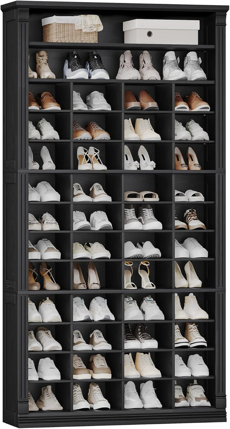 13 Tiers Shoe Storage Cabinet, Tall Shoe Cabinet with Cubby, Wooden Shoes Organizer